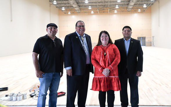 Assistant Secretary Sweeney joins Governor Lewis and members of the Gila River Indian Community during a tour of the school while under construction. Photo courtesy: Department of the Interior Tami Heilemann